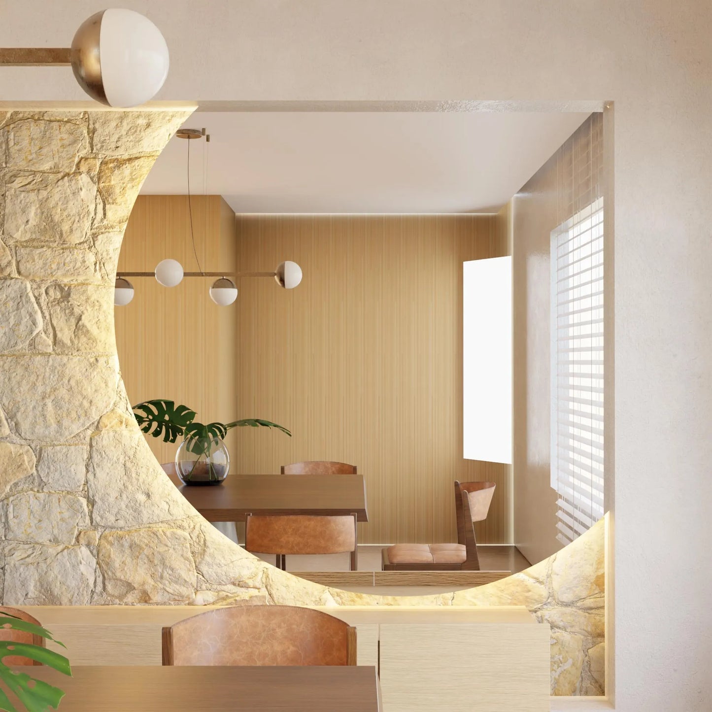 LED Aydınlatmalı Kavisli Ayna – Modern Dekoratif Banyo ve Duvar Aynası