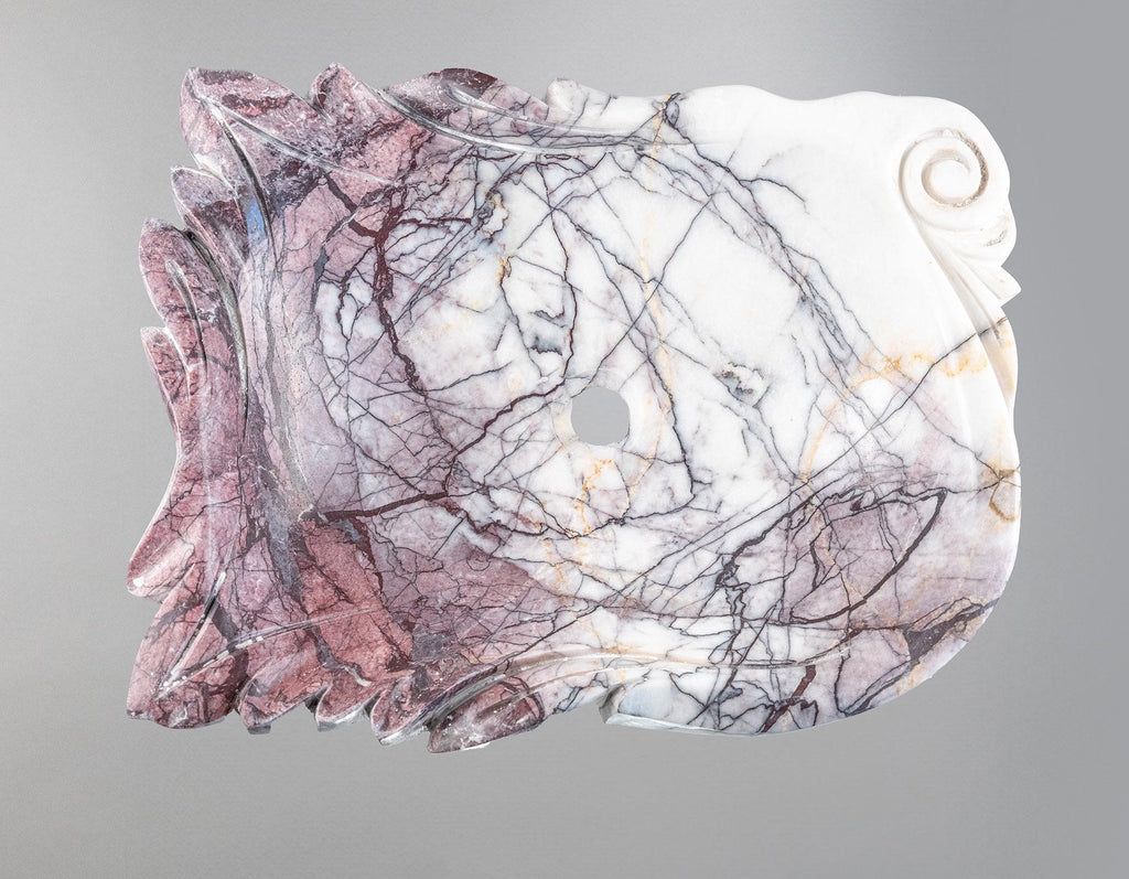 Lila White Marble Lavabo – El Oyması Lila Beyaz Mermer Banyo Lavabosu | L 55 × W 40 × H 14 cm