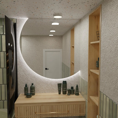 LED Aydınlatmalı Kavisli Ayna – Modern Dekoratif Banyo ve Duvar Aynası