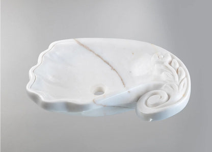 White Marble Lavabo – Doğal Beyaz Mermer Tezgâh Üstü Banyo Lavabosu (L 60 × W 40 × H 15 cm)
