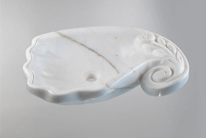 White Marble Lavabo – Doğal Beyaz Mermer Tezgâh Üstü Banyo Lavabosu (L 60 × W 40 × H 15 cm)