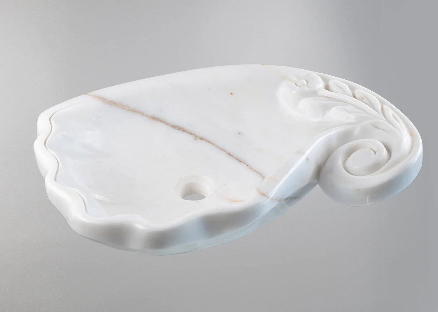 White Marble Lavabo – Doğal Beyaz Mermer Tezgâh Üstü Banyo Lavabosu (L 60 × W 40 × H 15 cm)