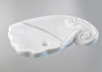 White Marble Lavabo – Doğal Beyaz Mermer Tezgâh Üstü Banyo Lavabosu (L 60 × W 40 × H 15 cm)
