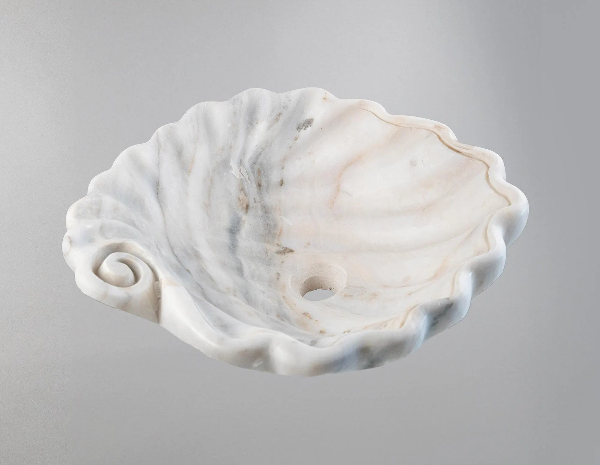 Beyaz Mermer Lavabo – Doğal Beyaz Mermer Tezgâh Üstü Banyo Lavabosu (L 45 × W 45 × H 15 cm)