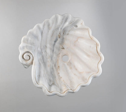 Beyaz Mermer Lavabo – Doğal Beyaz Mermer Tezgâh Üstü Banyo Lavabosu (L 45 × W 45 × H 15 cm)