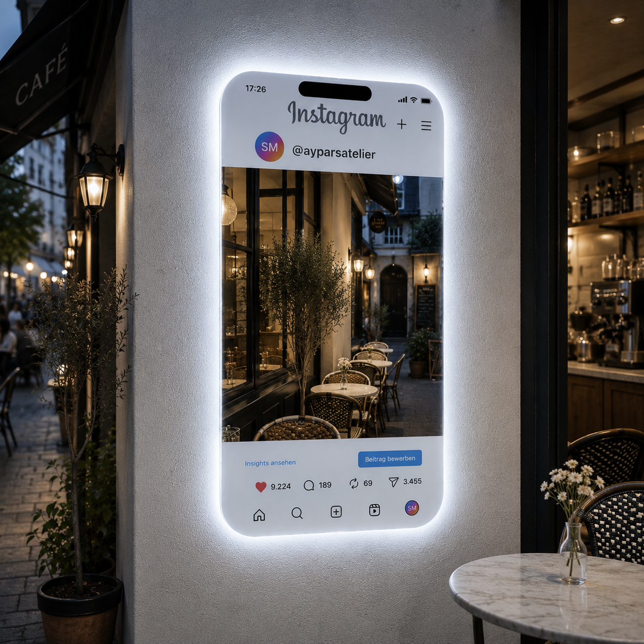 Instagram LED Fotoğraf Aynası – Kişiye Özel Sosyal Medya Selfie Aynası | İşletme, Kafe, Güzellik Salonu & Etkinlikler İçin
