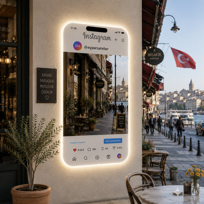 Instagram LED Fotoğraf Aynası – Kişiye Özel Sosyal Medya Selfie Aynası | İşletme, Kafe, Güzellik Salonu & Etkinlikler İçin
