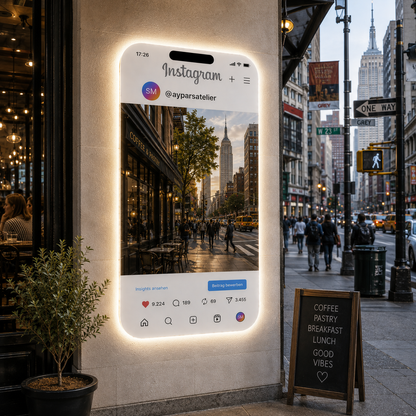Instagram LED Fotoğraf Aynası – Kişiye Özel Sosyal Medya Selfie Aynası | İşletme, Kafe, Güzellik Salonu & Etkinlikler İçin
