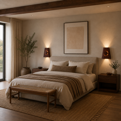 Ahşap Duvar Apliği - El Yapımı Modern LED Duvar Lambası, Yukarı Aşağı Işık Veren Minimalist Ahşap Aydınlatma, Salon, Yatak Odası ve Koridor İçin Dekoratif Aplik