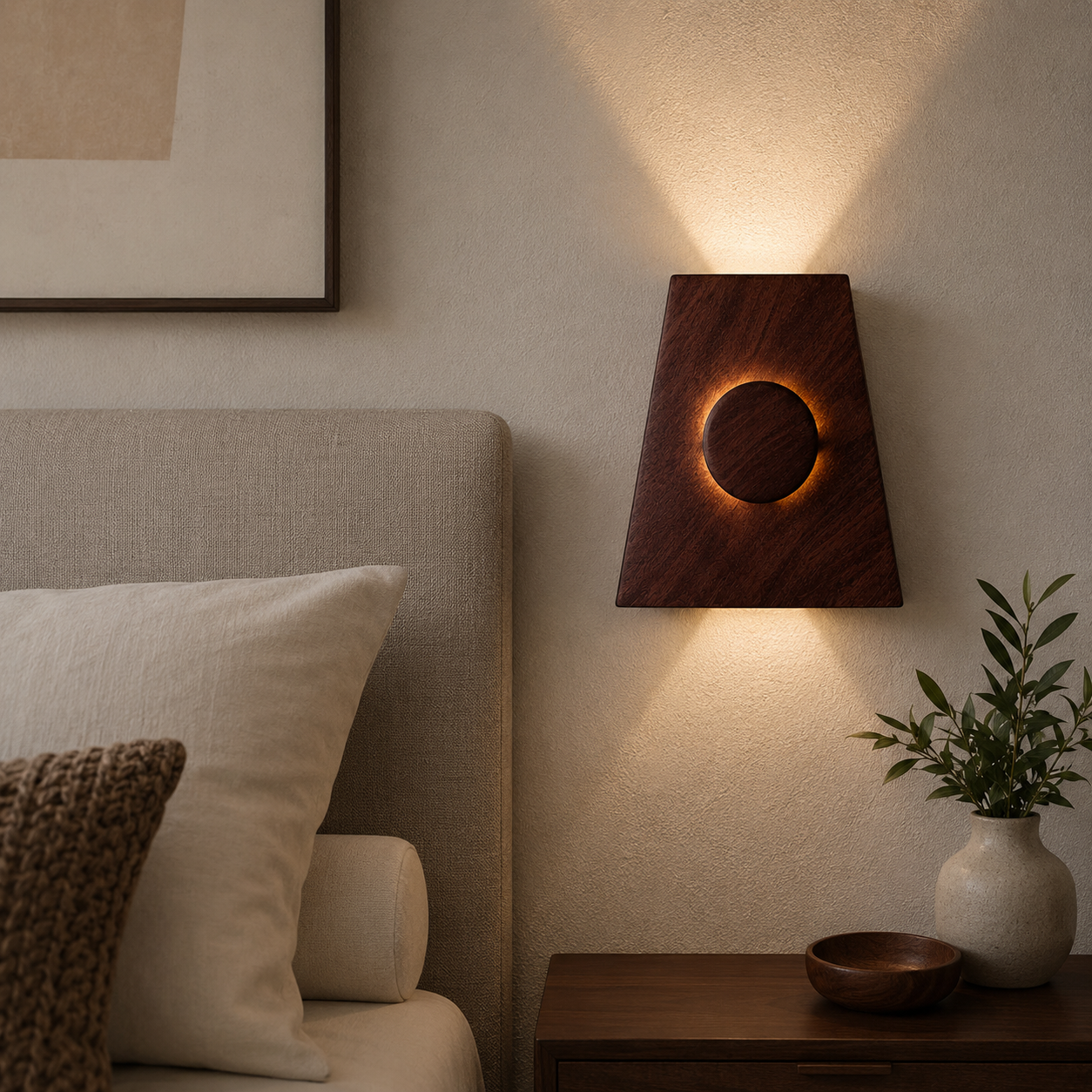 Ahşap Duvar Apliği - El Yapımı Modern LED Duvar Lambası, Yukarı Aşağı Işık Veren Minimalist Ahşap Aydınlatma, Salon, Yatak Odası ve Koridor İçin Dekoratif Aplik