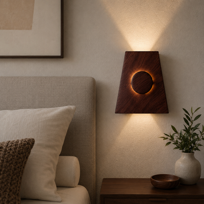 Ahşap Duvar Apliği - El Yapımı Modern LED Duvar Lambası, Yukarı Aşağı Işık Veren Minimalist Ahşap Aydınlatma, Salon, Yatak Odası ve Koridor İçin Dekoratif Aplik