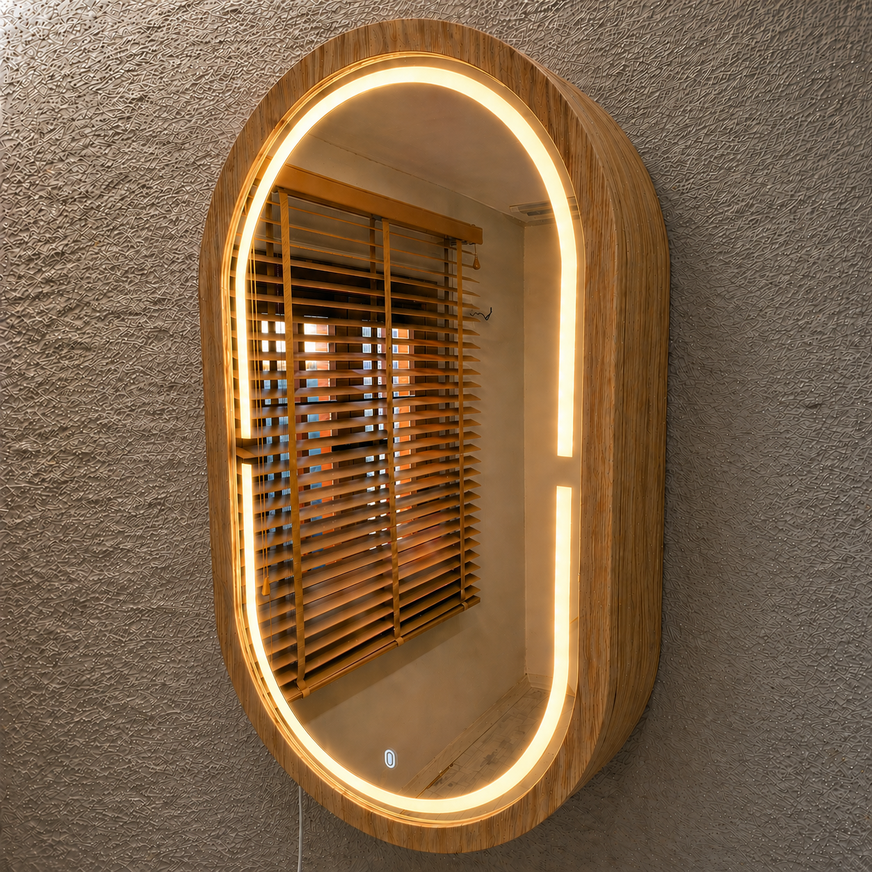 LED Işıklı Dimmable Banyo Aynası Dolaplı – Modern Duvar Tipi Oval Tasarım