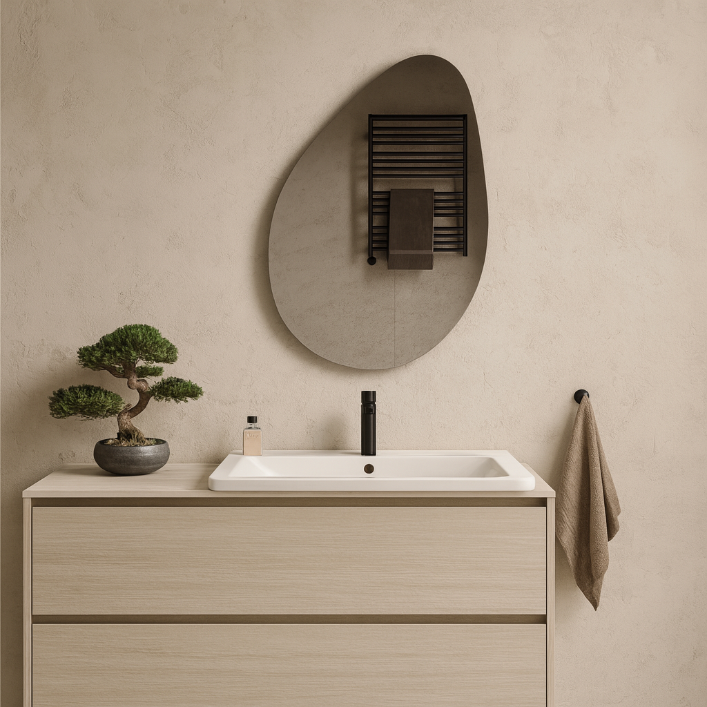 Asimetrik Ayna – Modern Organik Tasarım Banyo Aynası