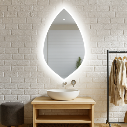 Asimetrik LED Ayna – Modern Dekoratif Ledli Duvar Aynası | Banyo, Makyaj ve Vestiyer İçin Organik Tasarım