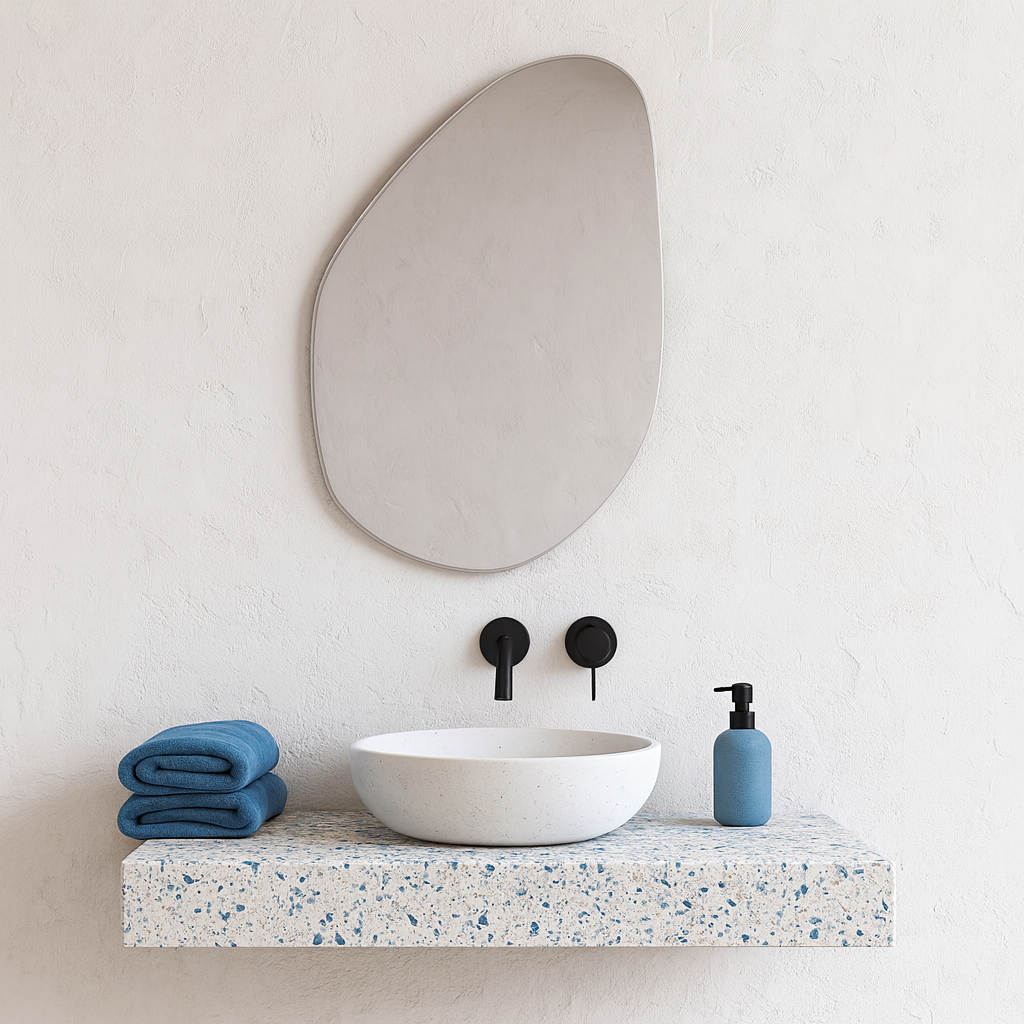 Asimetrik Ayna – Modern Organik Tasarım Banyo Aynası