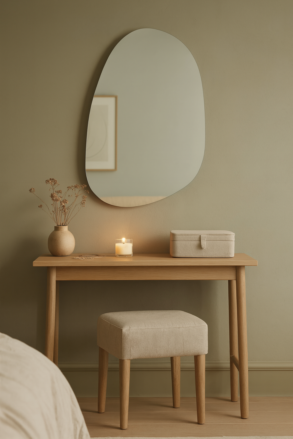 Modern Organik Form İrregular Duvar Aynası – Dekoratif Şekilli Ayna, Banyo ve Salon İçin Tasarım Ayna