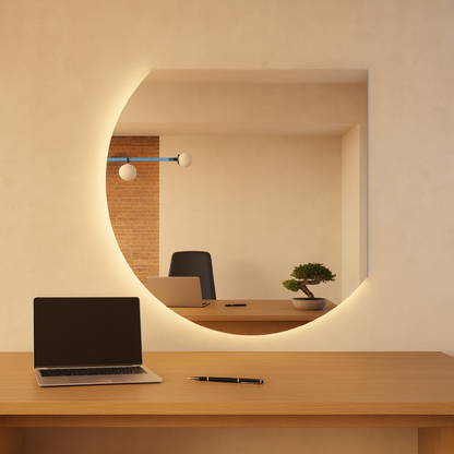 LED Aydınlatmalı Kavisli Ayna – Modern Dekoratif Banyo ve Duvar Aynası