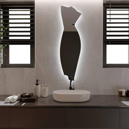 Asimetrik LED Ayna | Modern Dekoratif Banyo Aynası | Tasarım Organik Form LED Işıklı Ayna
