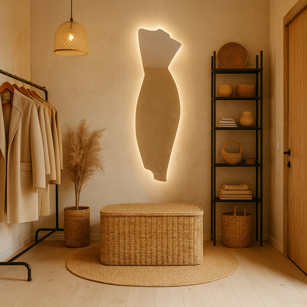 Asimetrik LED Ayna | Modern Dekoratif Banyo Aynası | Tasarım Organik Form LED Işıklı Ayna