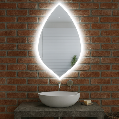 Asimetrik LED Ayna – Modern Dekoratif Ledli Duvar Aynası | Banyo, Makyaj ve Vestiyer İçin Organik Tasarım