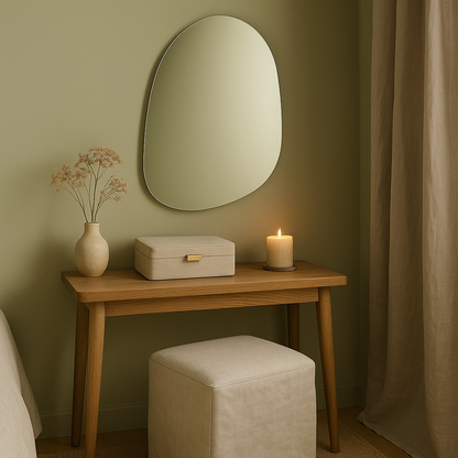 Modern Organik Form İrregular Duvar Aynası – Dekoratif Şekilli Ayna, Banyo ve Salon İçin Tasarım Ayna