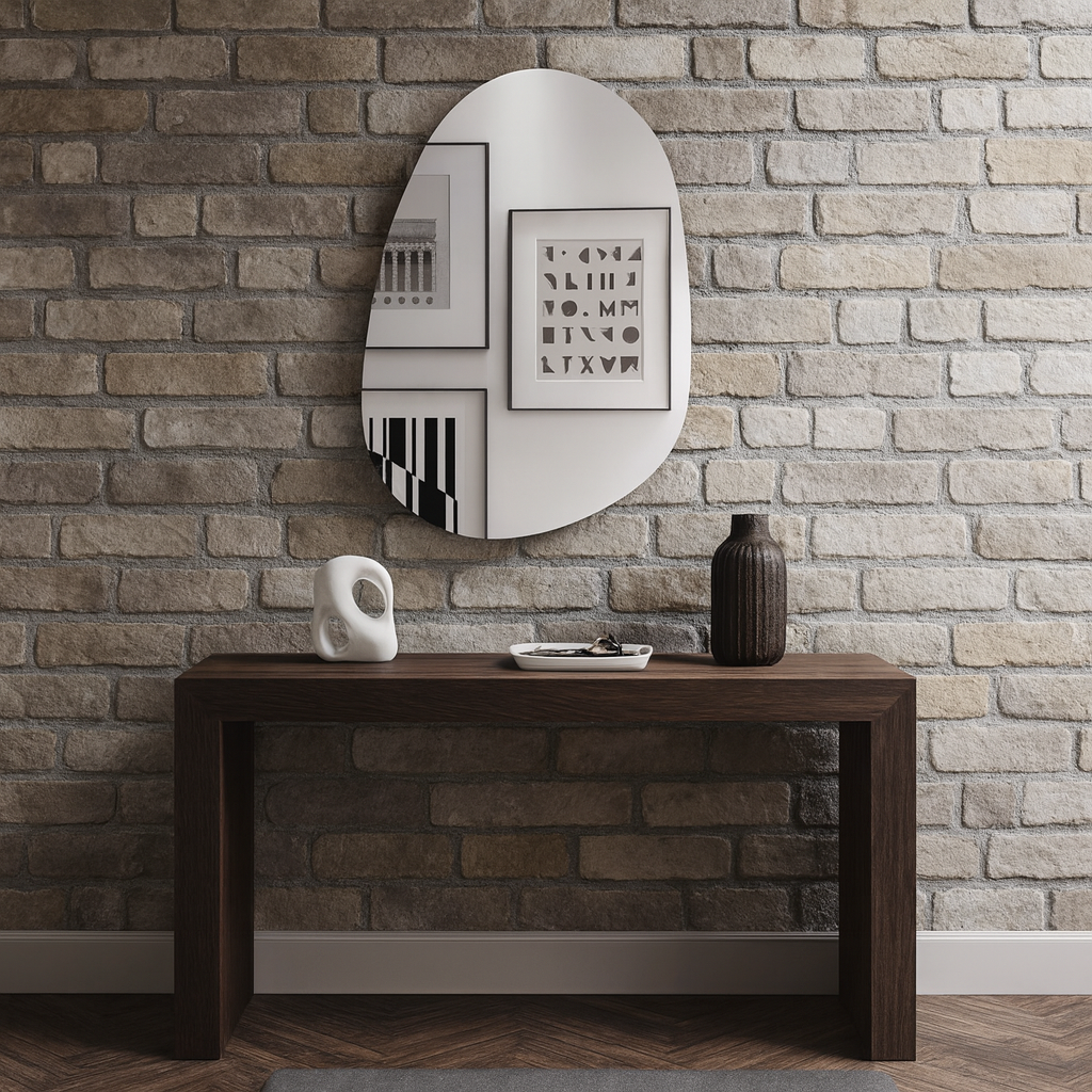 Modern Organik Form İrregular Duvar Aynası – Dekoratif Şekilli Ayna, Banyo ve Salon İçin Tasarım Ayna