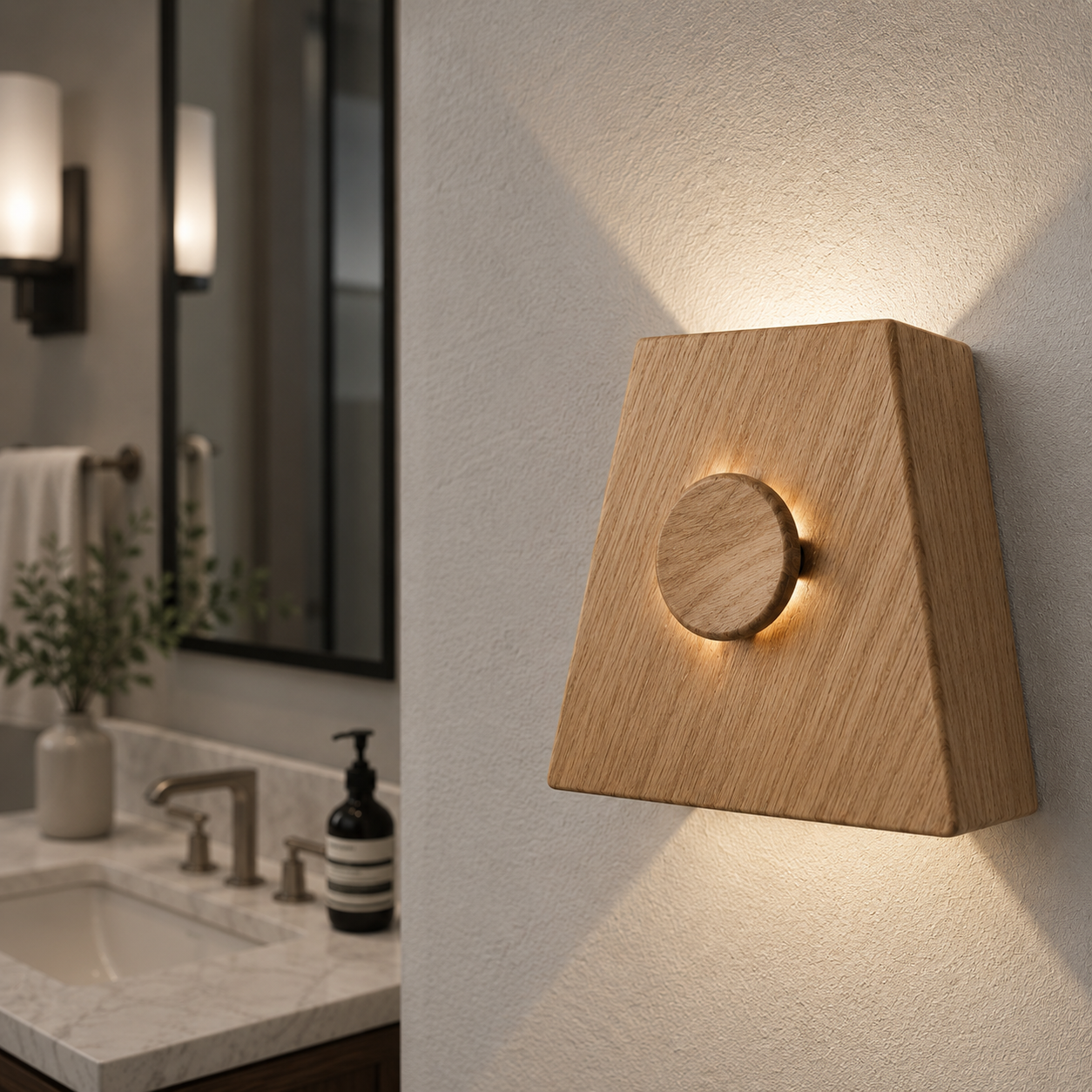 Ahşap Duvar Apliği - El Yapımı Modern LED Duvar Lambası, Yukarı Aşağı Işık Veren Minimalist Ahşap Aydınlatma, Salon, Yatak Odası ve Koridor İçin Dekoratif Aplik