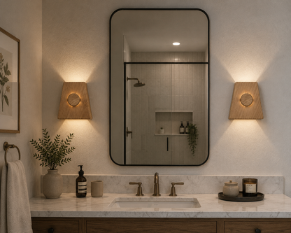 Ahşap Duvar Apliği - El Yapımı Modern LED Duvar Lambası, Yukarı Aşağı Işık Veren Minimalist Ahşap Aydınlatma, Salon, Yatak Odası ve Koridor İçin Dekoratif Aplik