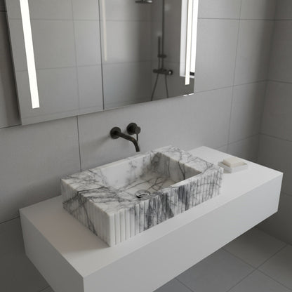 Calacatta Viola Mermer Duvara Monte Köşe Lavabo – Lüks Köşe Mermer Lavabo | Türkiye Üretimi