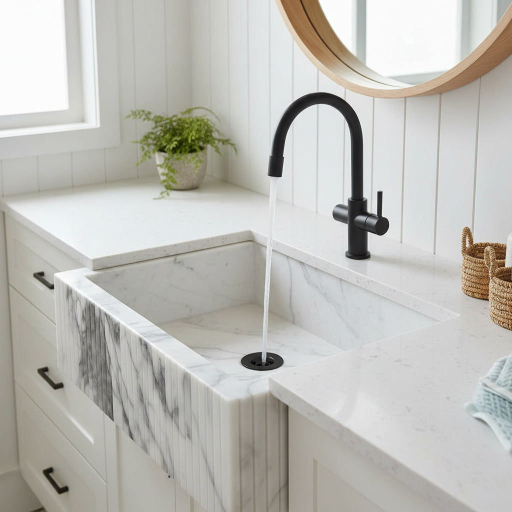 Calacatta Viola Mermer Duvara Monte Köşe Lavabo – Lüks Köşe Mermer Lavabo | Türkiye Üretimi