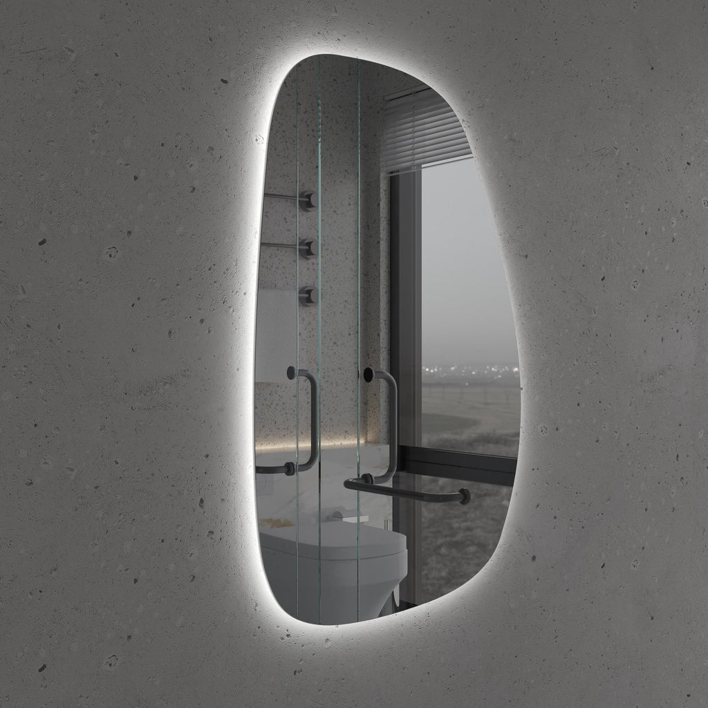 Asimetrik LED Ayna – Modern Dekoratif Organik Şekilli Duvar Aynası | Banyo & Salon için Tasarım Ayna