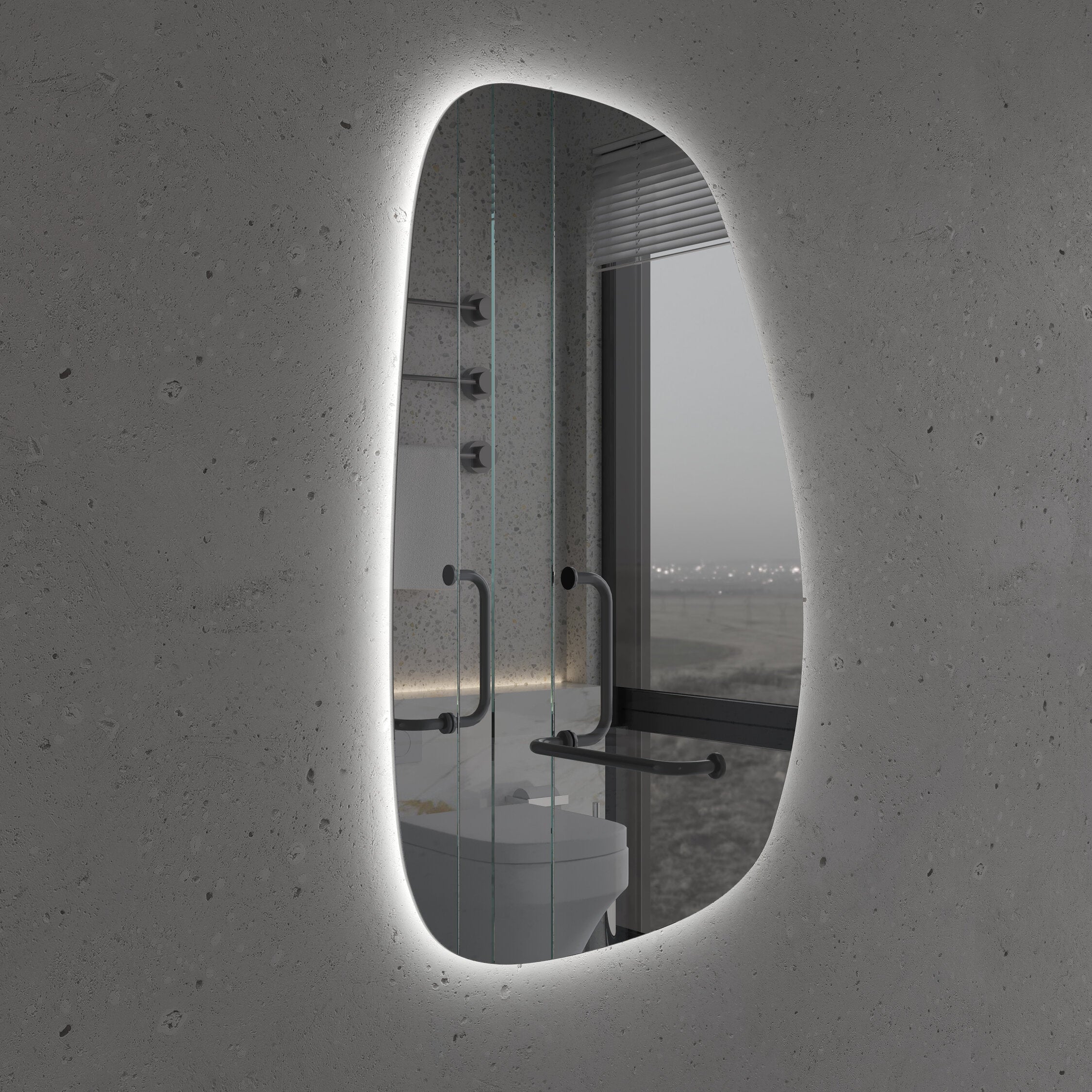 Asimetrik LED Ayna – Modern Dekoratif Organik Şekilli Duvar Aynası | Banyo & Salon için Tasarım Ayna