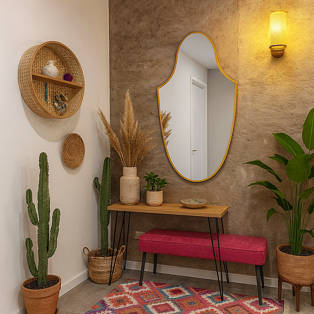 Altın Çerçeveli Dekoratif Duvar Aynası – Modern Oval Salon Aynası Tasarımı