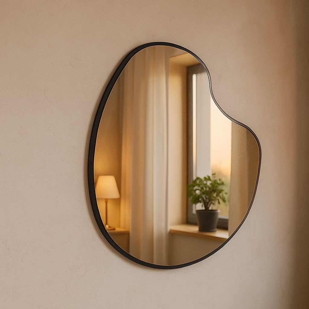 Modern Asimetrik Organik Duvar Aynası –Çerçeveli Dekoratif Banyo ve Salon Aynası