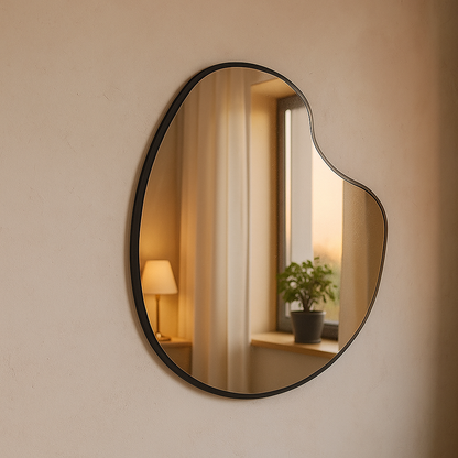 Modern Asimetrik Organik Duvar Aynası –Çerçeveli Dekoratif Banyo ve Salon Aynası