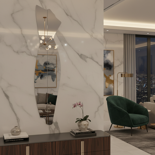 Dekoratif Ayna – Modern Dalgalı Tasarım Duvar Aynası (Trend Tam Boy Ayna)