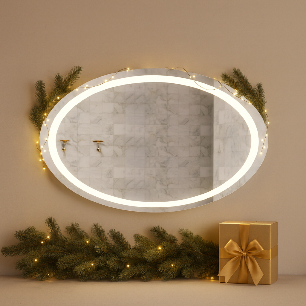 LED Işıklı Oval Ayna – Şık ve Minimalist Banyo Dekorasyon Aynası