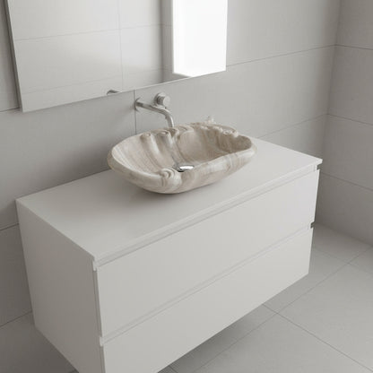 Silver Wave Marble Lavabo – Doğal Silver Wave Mermer Tezgâh Üstü Banyo Lavabosu (L 55 × W 55 × H 15 cm)