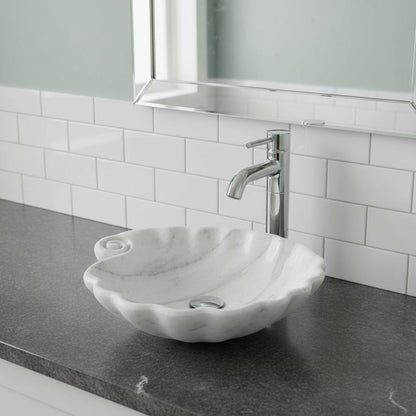 Beyaz Mermer Lavabo – Doğal Beyaz Mermer Tezgâh Üstü Banyo Lavabosu (L 45 × W 45 × H 15 cm)
