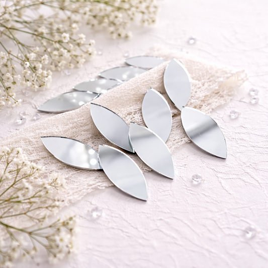 Damla (Yaprak) Ayna Parçası 5x10 cm | Dekoratif Cam Mozaik Hobi Aynası