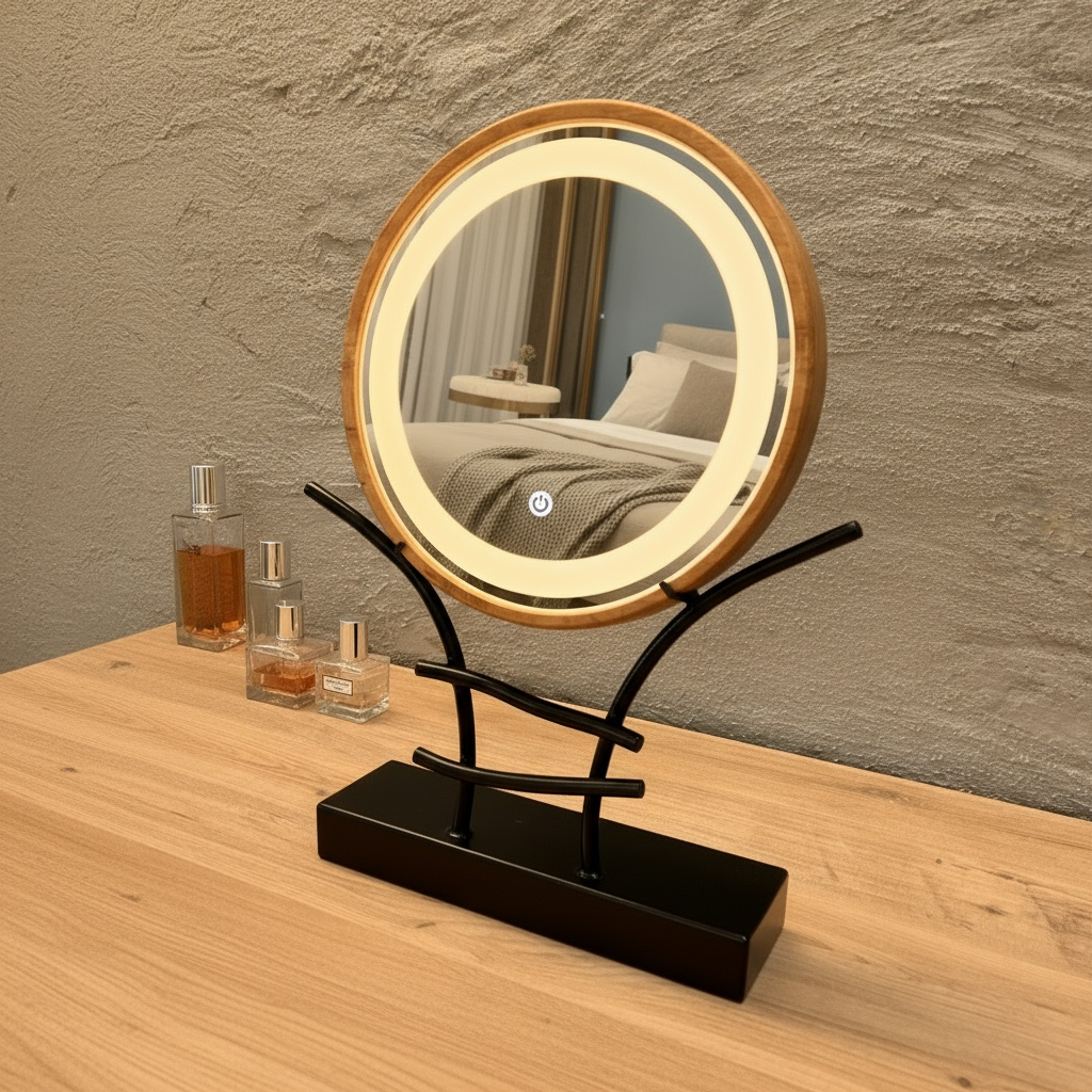 LED Işıklı Makyaj Aynası Masa Üstü, Ayarlanabilir Aydınlatmalı Modern Makyaj Aynası