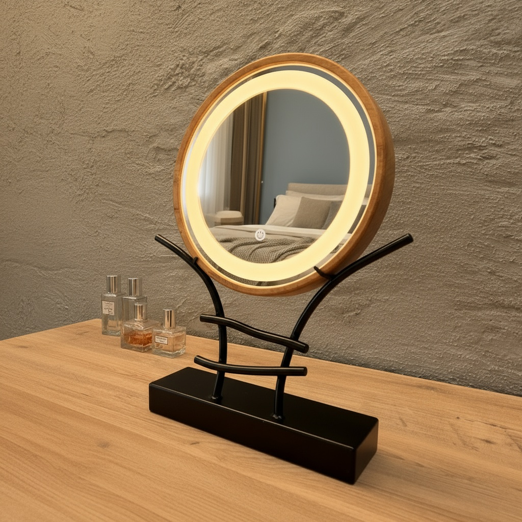 LED Işıklı Makyaj Aynası Masa Üstü, Ayarlanabilir Aydınlatmalı Modern Makyaj Aynası