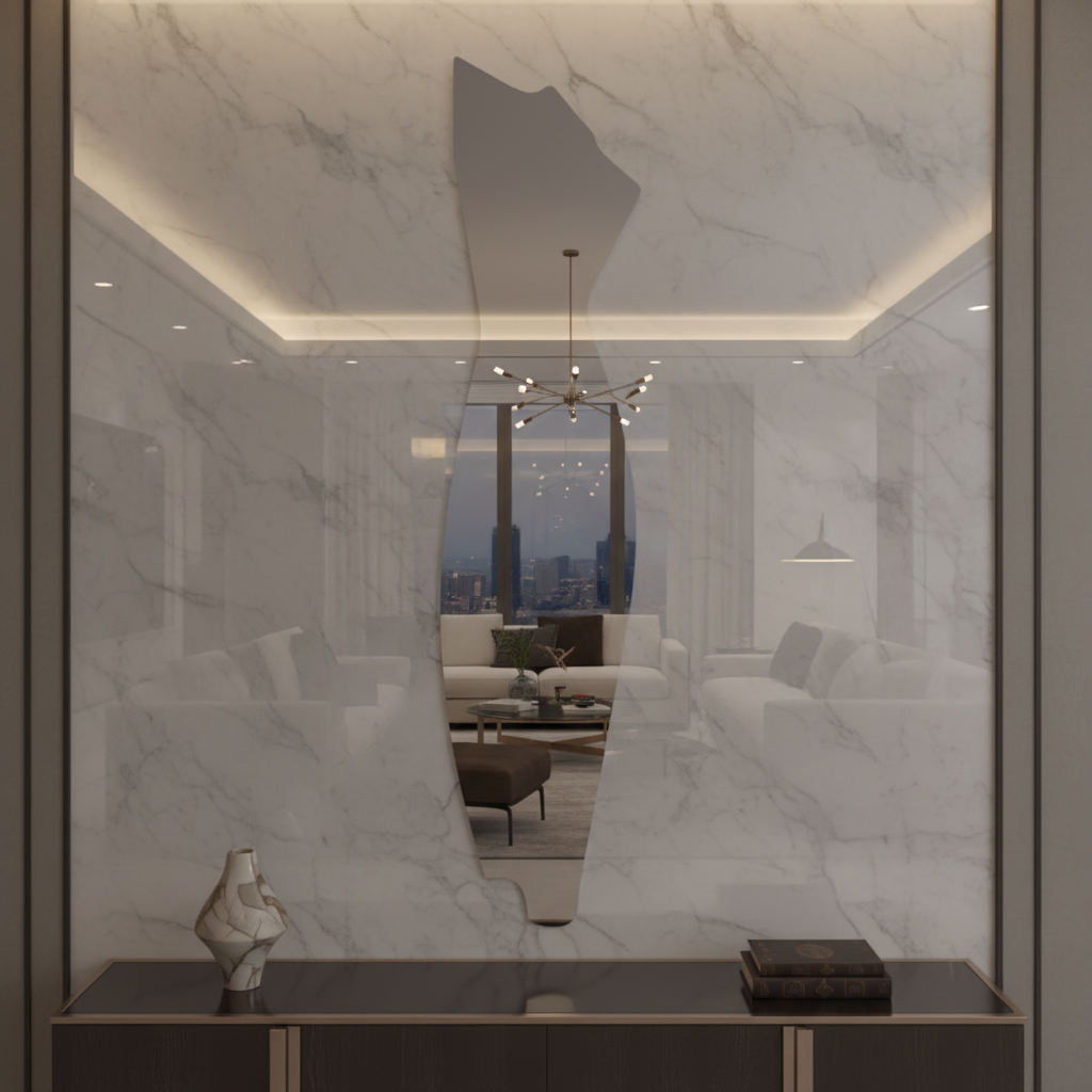 Dekoratif Ayna – Modern Dalgalı Tasarım Duvar Aynası (Trend Tam Boy Ayna)