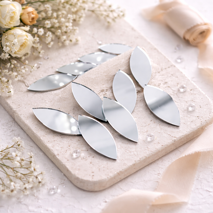 Damla (Yaprak) Ayna Parçası 5x10 cm | Dekoratif Cam Mozaik Hobi Aynası