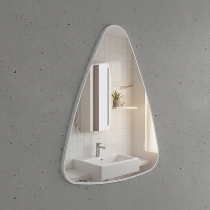 Modern Asimetrik Duvar Aynası – Siyah Çerçeveli Dekoratif Banyo ve Salon Aynası