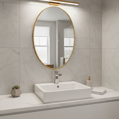 Modern Oval Banyo Aynası – Çerçeveli Dekoratif Duvar Aynası