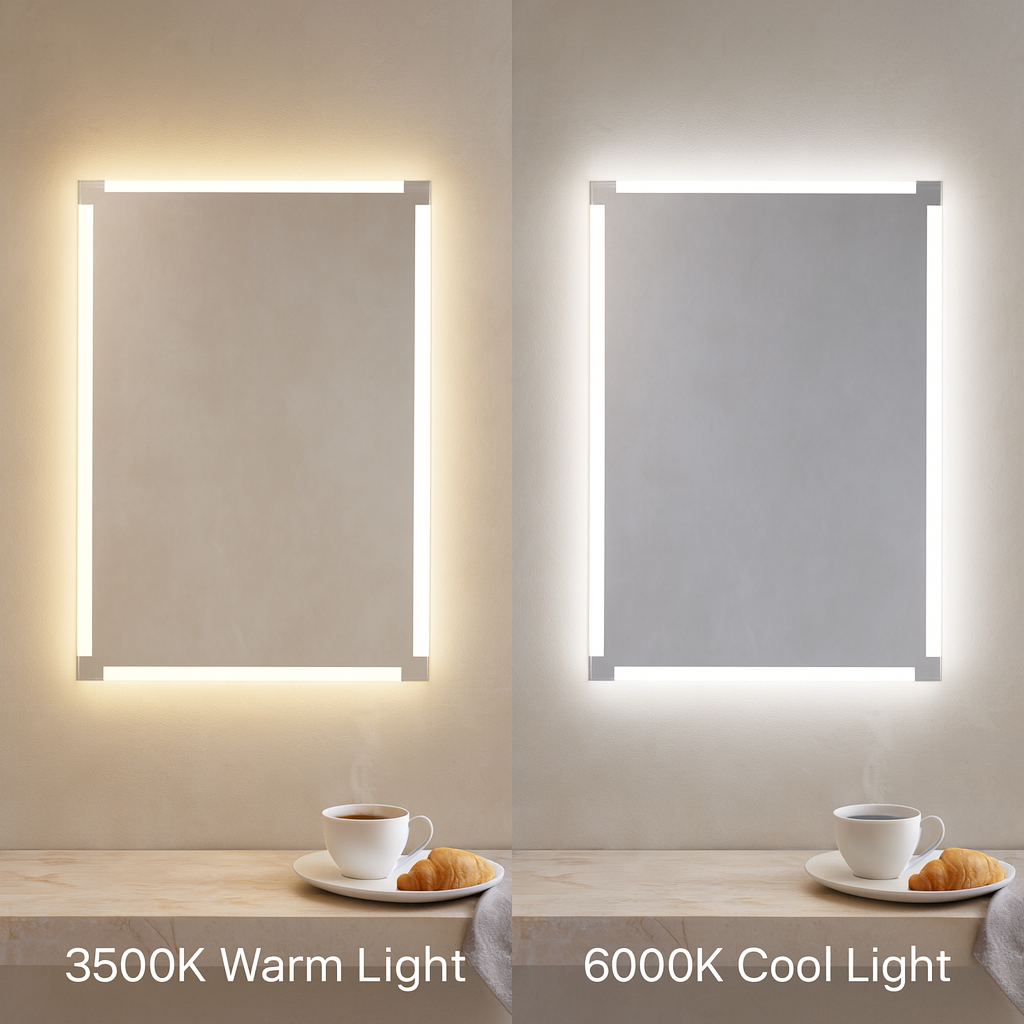 Modern LED Banyo Aynası Dikdörtgen Işıklı Ayna – Minimalist Duvar Tipi Makyaj ve Lavabo Üstü Ayna