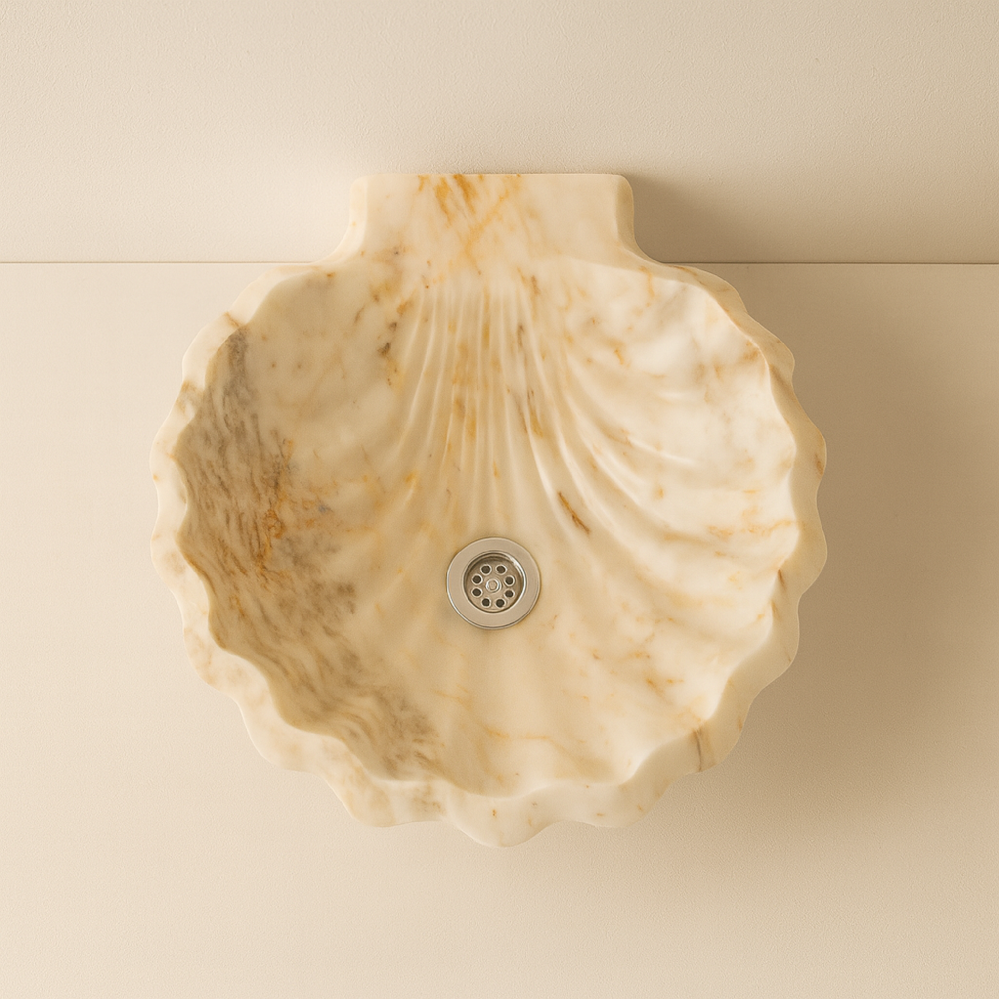 Honey Onyx Marble Lavabo – Doğal Honey Onyx Mermer Tezgâh Üstü Banyo Lavabosu (L 45 × W 45 × H 15 cm)