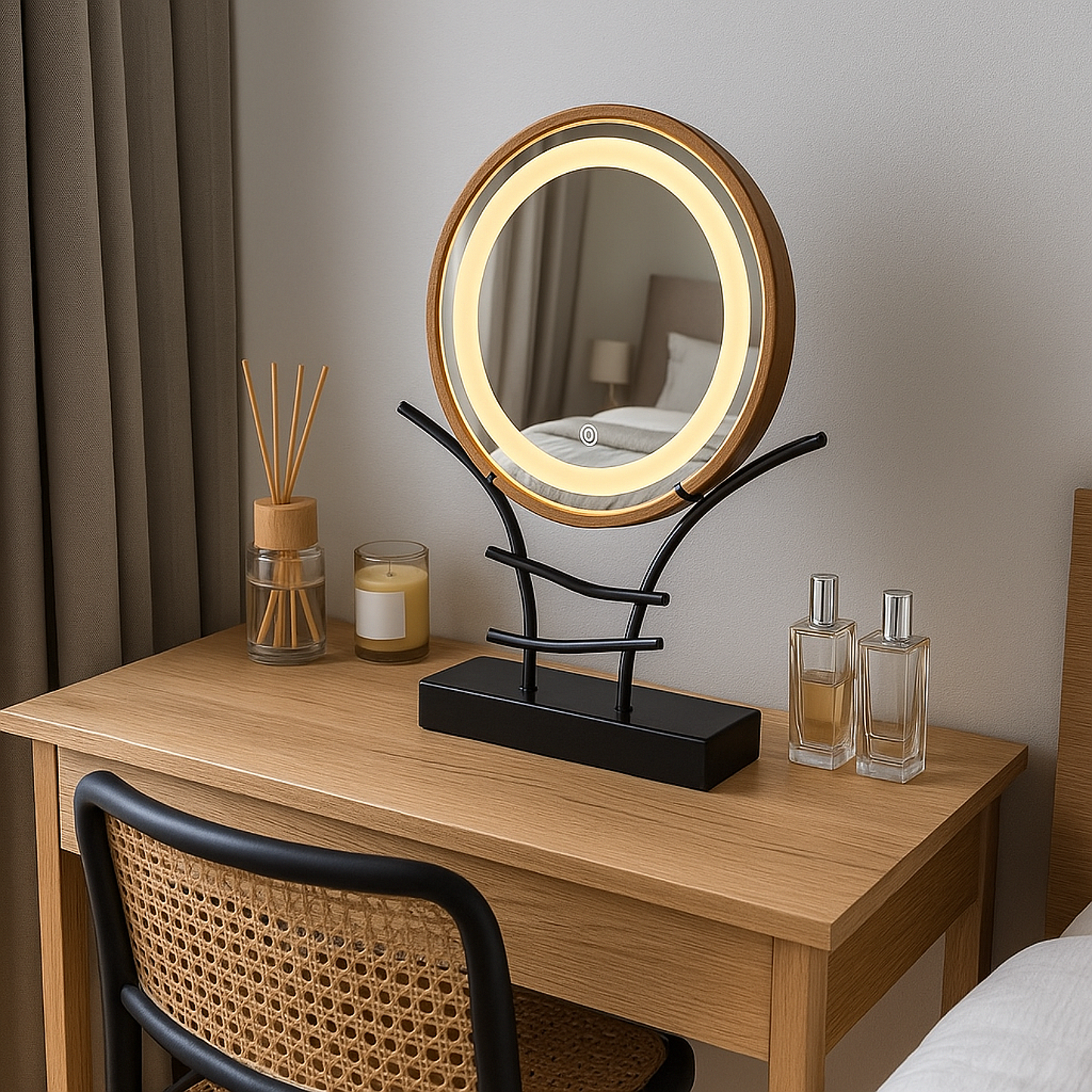 LED Işıklı Makyaj Aynası Masa Üstü, Ayarlanabilir Aydınlatmalı Modern Makyaj Aynası