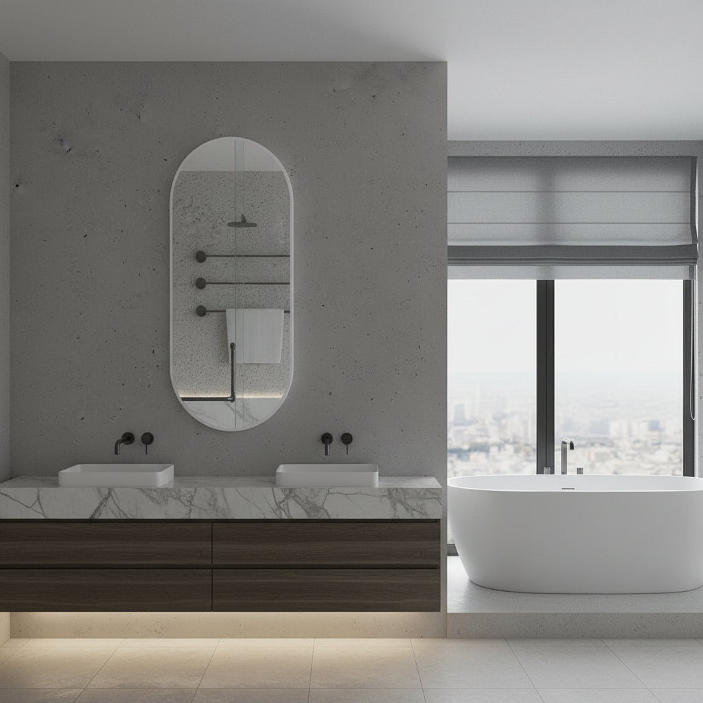 Modern Çerçeveli Oval Duvar Aynası – Dekoratif Banyo ve Salon Aynası Tasarımı